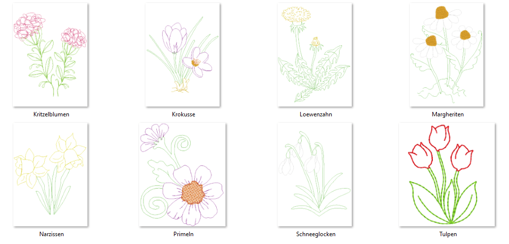 Stickdatei - 8 Bestecktaschen Blumenmeer - Sewando