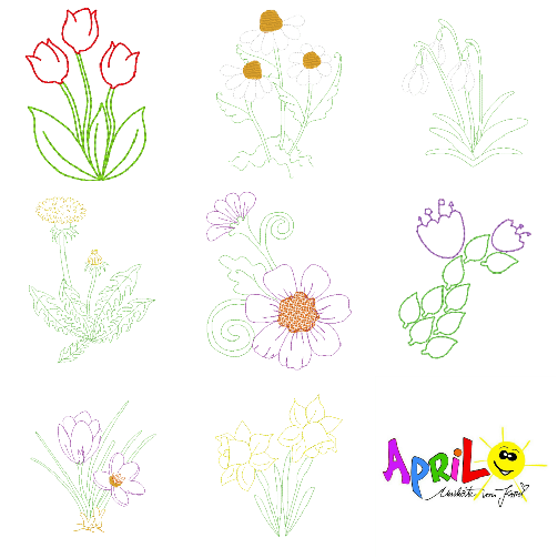Stickdatei 8 Eierwärmer mit Blumen - Sewando