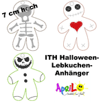 Stickdatei - Anhänger Halloween (Skelett, Voodoo-Puppe, Monster) - Sewando