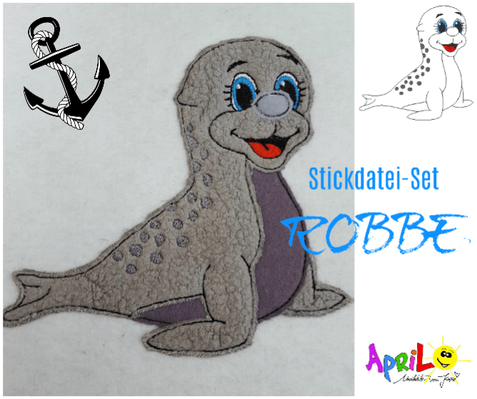 Stickdatei - Robbe (Doodle) in 3 Größen - Sewando