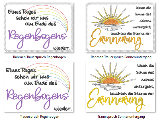 Stickdatei - 2x Trauerspruch Single Line - Sewando