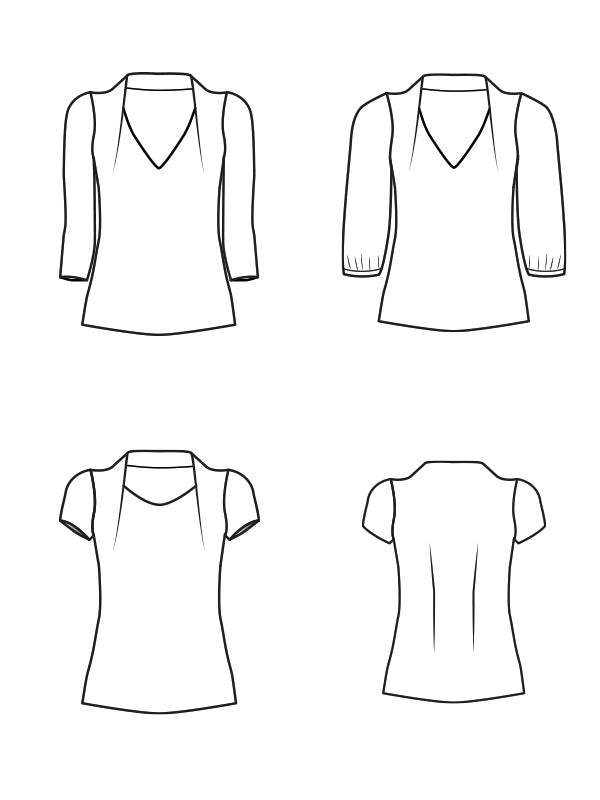 Schnittmuster COREY Shirt mit besonderem Kragen, leicht zu nähen Gr. 34-54 - Sewando