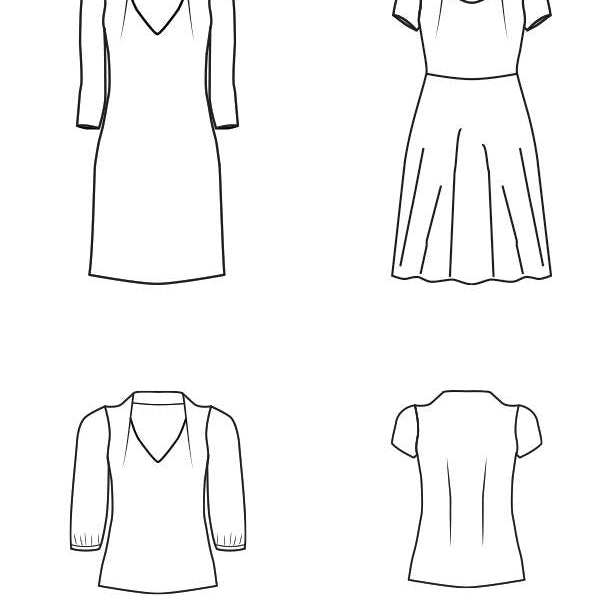 Schnittmuster COREY Set Shirt und Kleid mit ganz besonderem Kragen und gar nicht schwer zu nähen Gr. 34-54 - Sewando