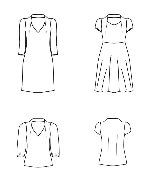Schnittmuster COREY Set Shirt und Kleid mit ganz besonderem Kragen und gar nicht schwer zu nähen Gr. 34-54 - Sewando