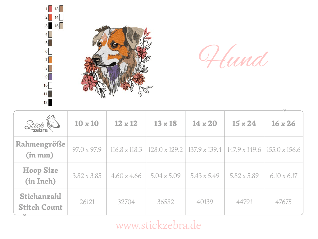 Hund Stickdatei – treuer Blick und Blumenzauber für deine Stickmaschine - Sewando