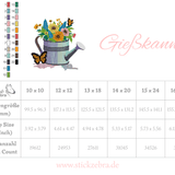 Gießkanne mit Blumen und Schmetterling Stickdatei – detailreiches Gartenmotiv für deine Stickmaschine - Sewando