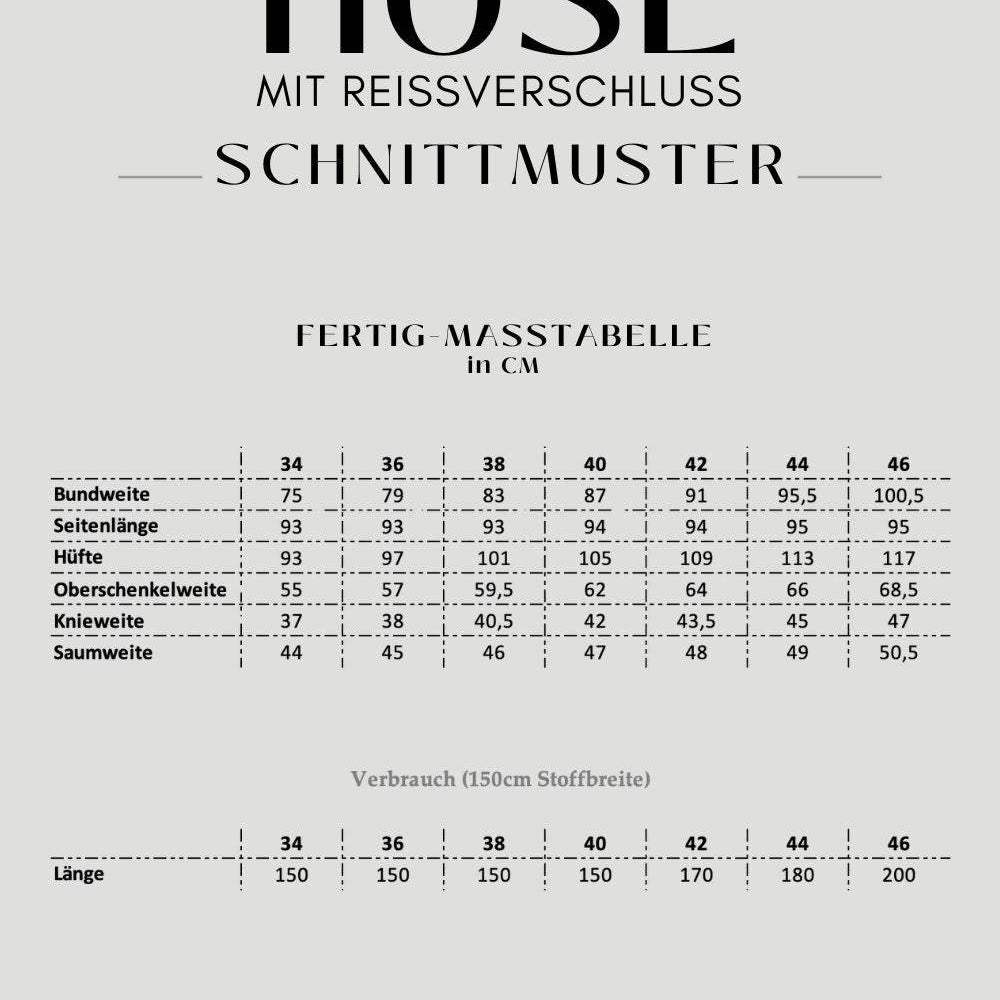 E-Book und Schnittmuster | Hose mit Reissverschluss Gr. 34-46 - Sewando