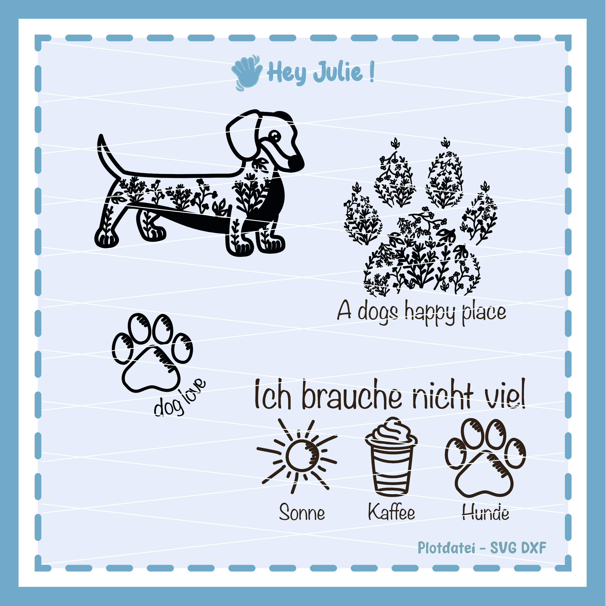 Plotter- und Laserdatei Dog Love - Sewando