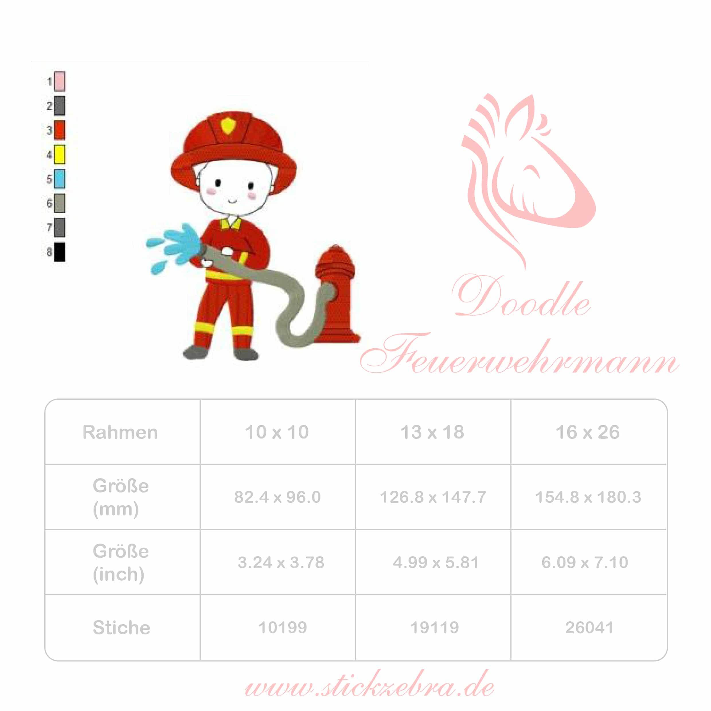 Feuerwehrmann Stickdatei – der mutige Retter mit Schlauch und Charme für deine Stickmaschine - Sewando