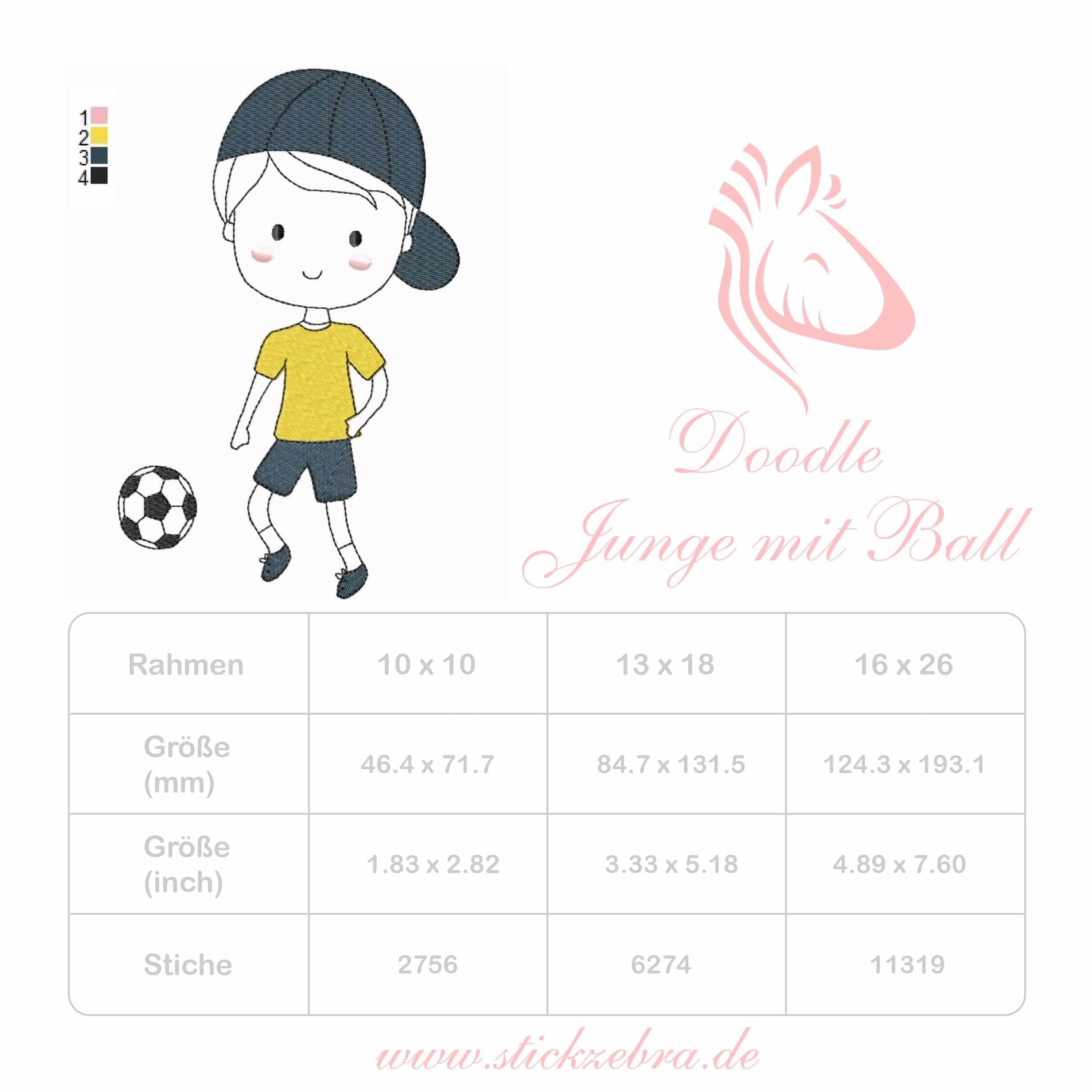 Junge mit Ball Stickdatei – sportlich, frech und voller Energie für deine Stickmaschine - Sewando