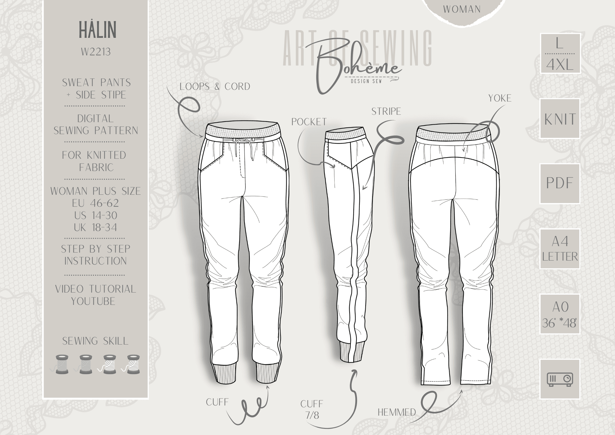 HÅLIN.jogger | Damen Plus | 46-62 Schnitt : - Sewando