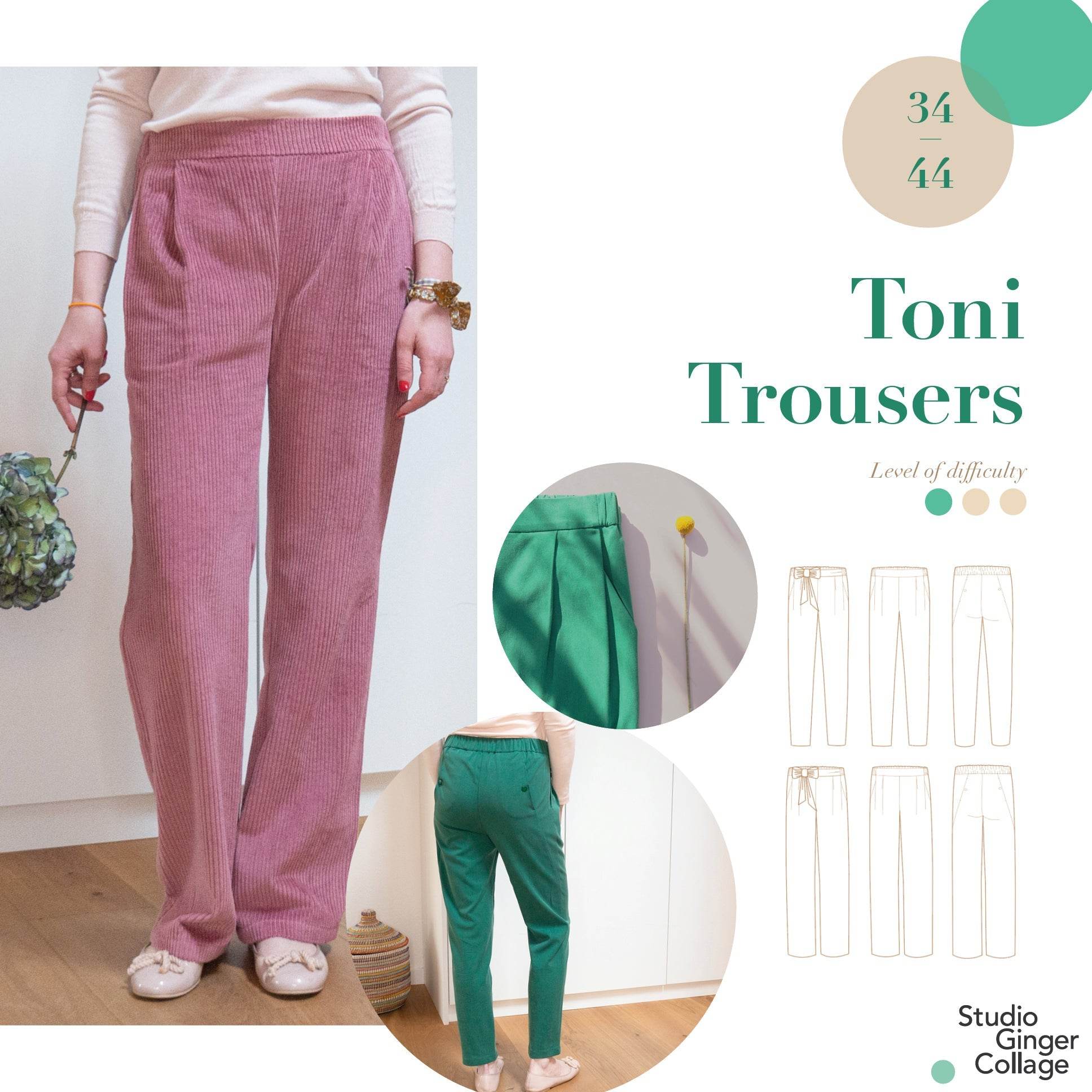 Toni Trousers 34 - 44 sewing pattern and instructions - Sewando