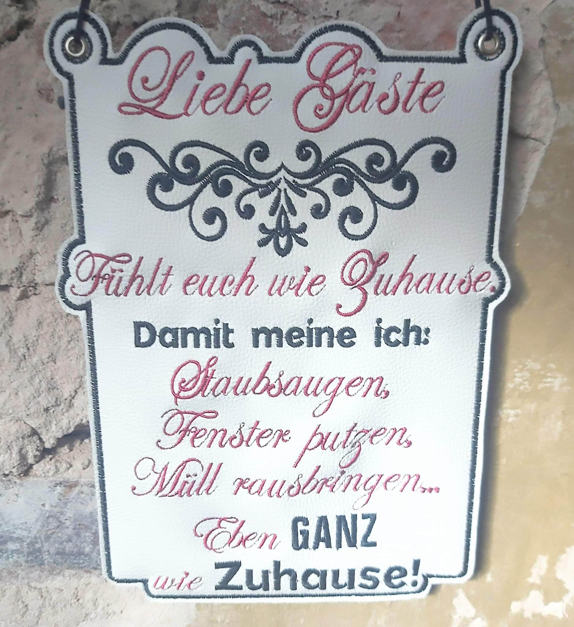 Hausordnung Schild ITH 4 Größen 13x18, 15x20, 20x28, 24x33 Stickdatei - Sewando