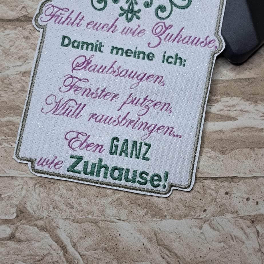 Hausordnung Schild ITH 4 Größen 13x18, 15x20, 20x28, 24x33 Stickdatei - Sewando