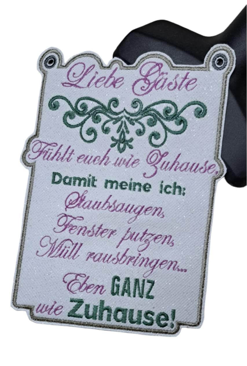 Hausordnung Schild ITH 4 Größen 13x18, 15x20, 20x28, 24x33 Stickdatei - Sewando