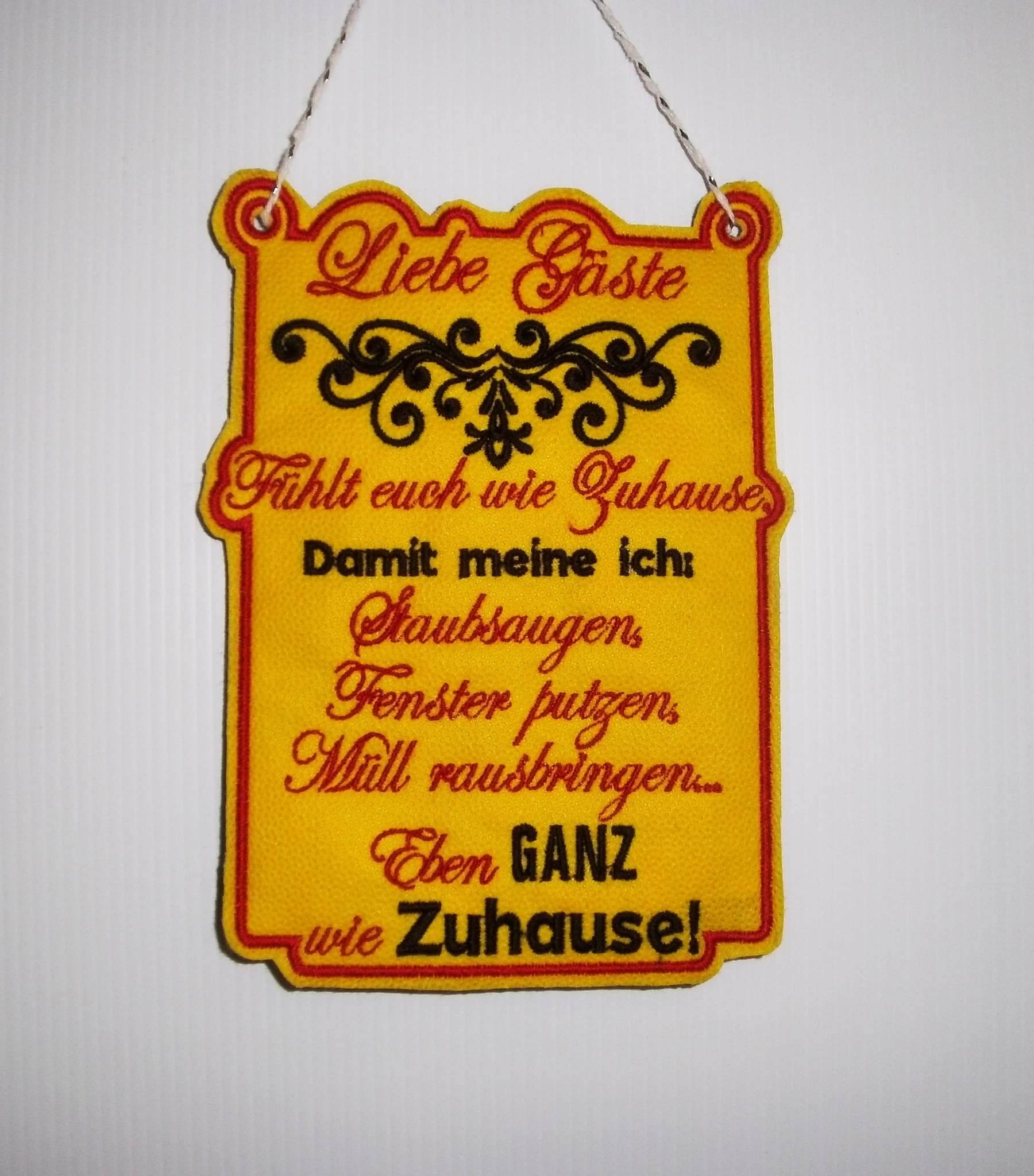 Hausordnung Schild ITH 4 Größen 13x18, 15x20, 20x28, 24x33 Stickdatei - Sewando