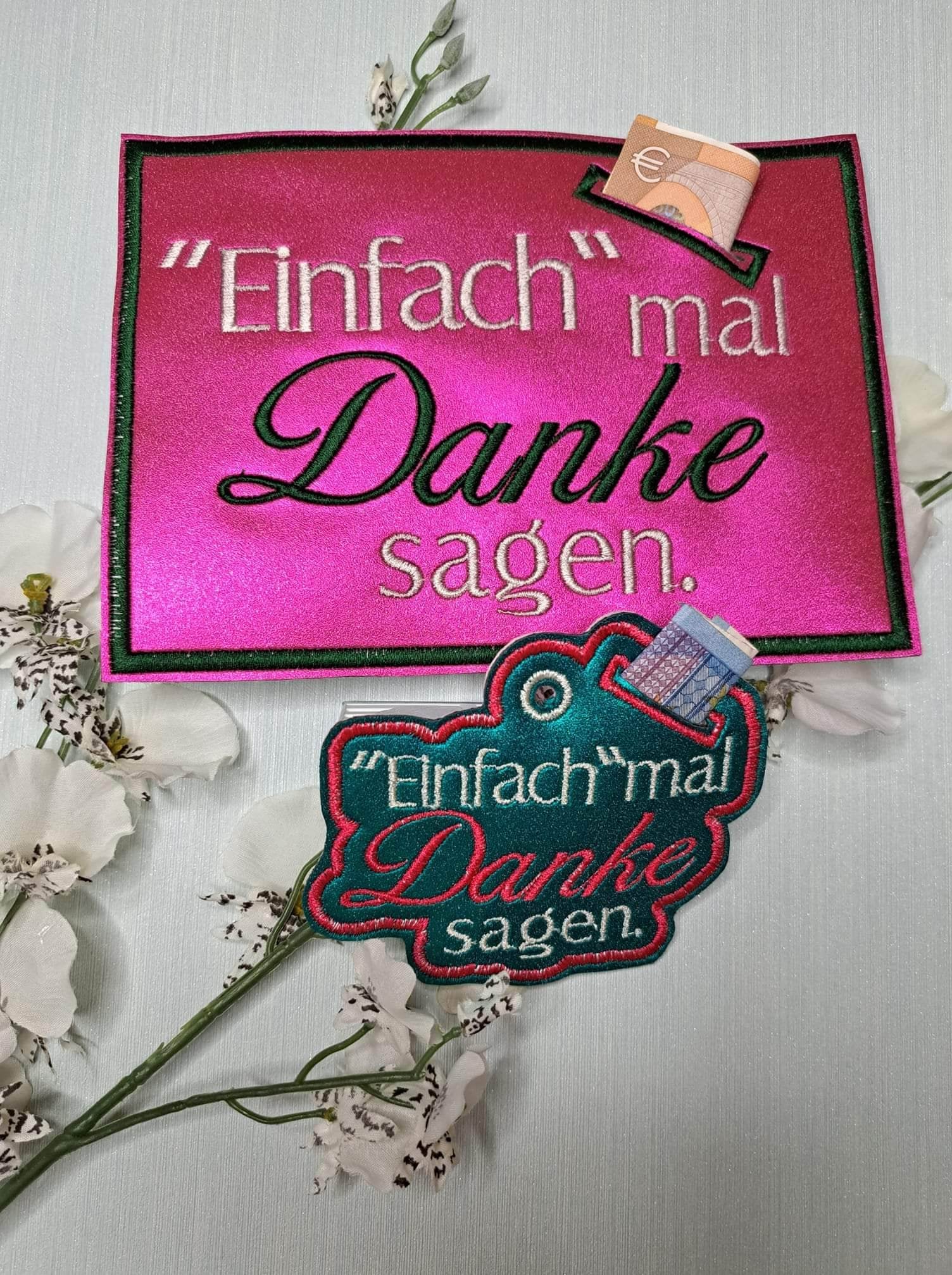 Einfach mal Danke sagen ITH Geldgeschenk 10x10 13x18 Stickdatei - Sewando