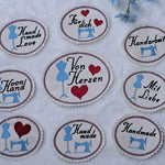 Stickdatei Labels Set 9 Designs in zwei Größen * Alle in 10x10 und kleiner * Handmade - Sewando