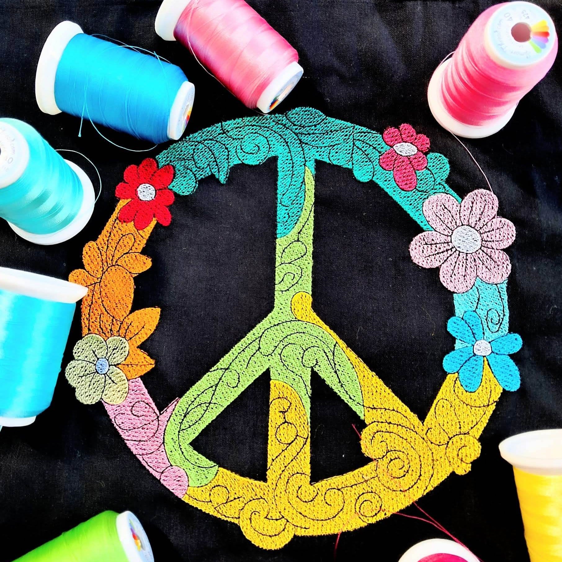 Peace Zeichen Anhänger Motiv für Effektfolien geeignet 6 Größen Stickdatei - Sewando