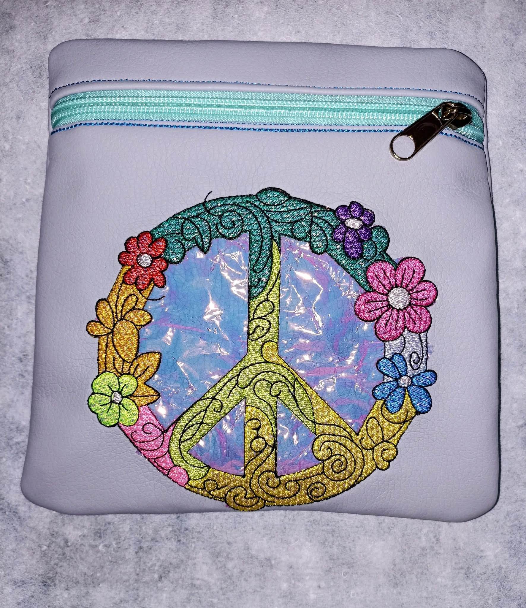 Peace Zeichen Anhänger Motiv für Effektfolien geeignet 6 Größen Stickdatei - Sewando