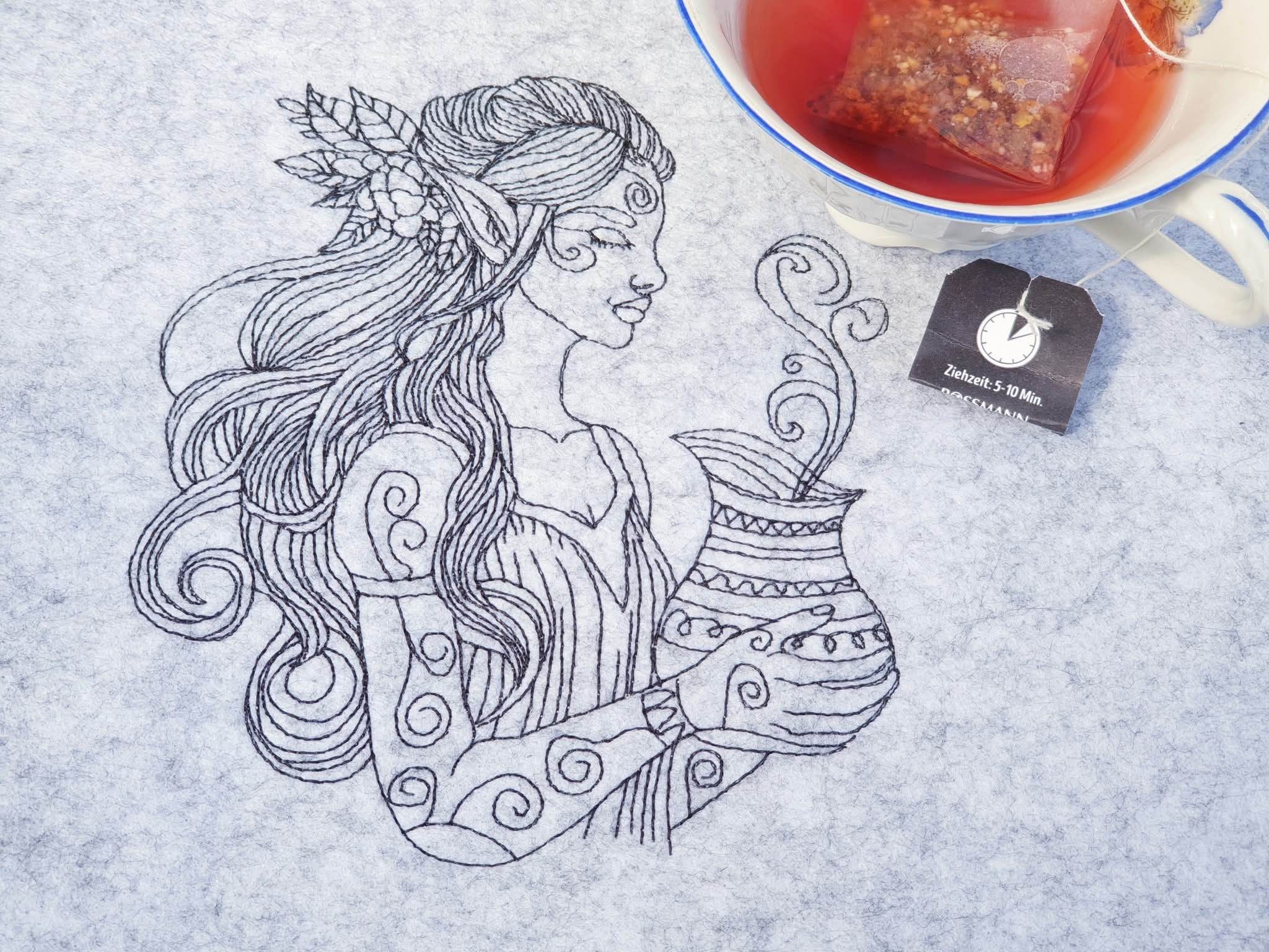 Elfe Magie Zauber Redwork 5 Größen ab 13x18 Stickdatei - Sewando