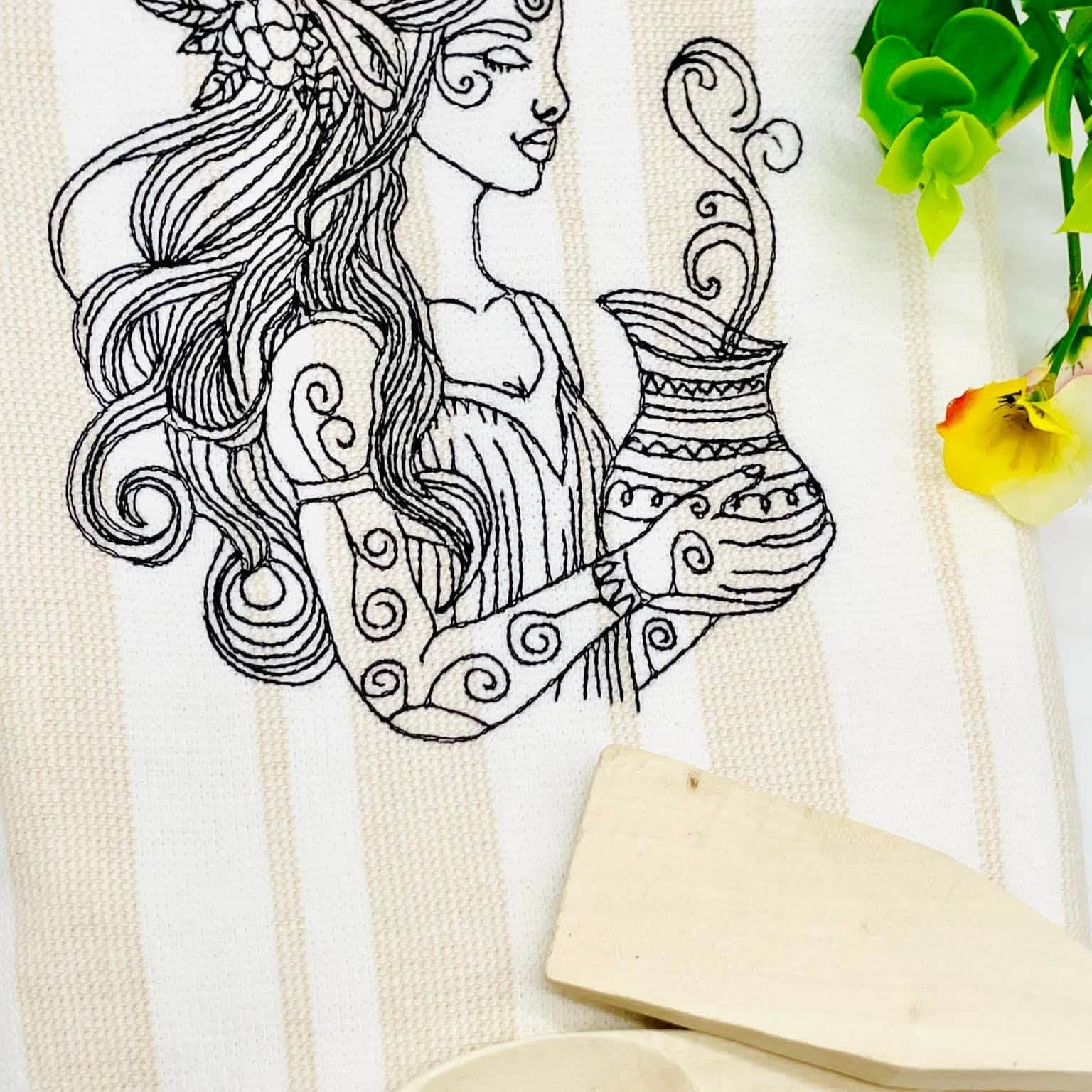 Elfe Magie Zauber Redwork 5 Größen ab 13x18 Stickdatei - Sewando