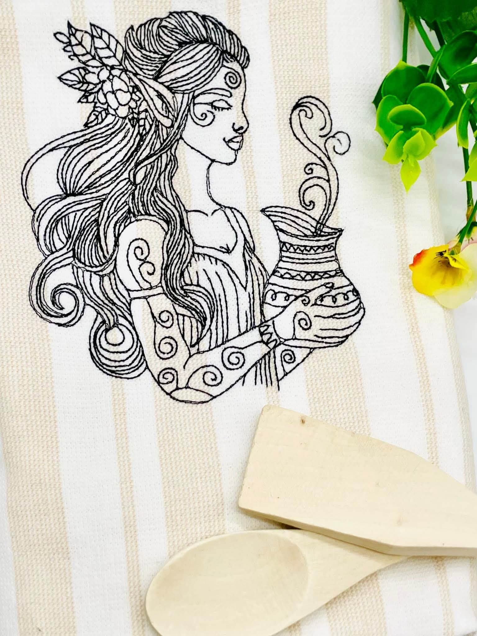 Elfe Magie Zauber Redwork 5 Größen ab 13x18 Stickdatei - Sewando