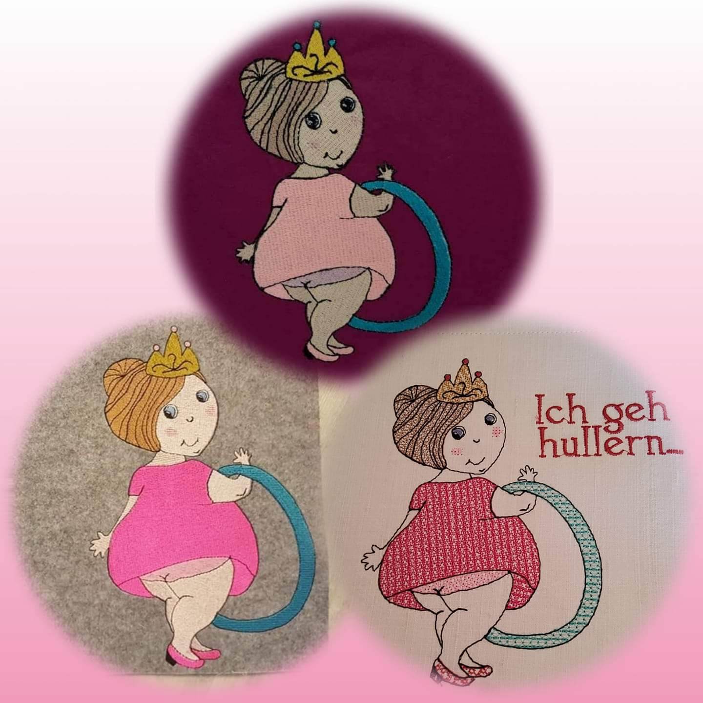 Pummeline Motiv Hula Hoop Set, 7 Größen in je zwei Varianten Stickdatei - Sewando