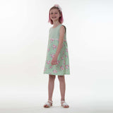 Digital Sewing Pattern Girls Summer Dress Download PDF Instructions Kids Pinafore Design Easy Project Guide Sleeveless Style Cotton Dress Youth Fashion Blueprint Simple Construction Steps Pocket Detail Ribbon Accent Beginner Friendly