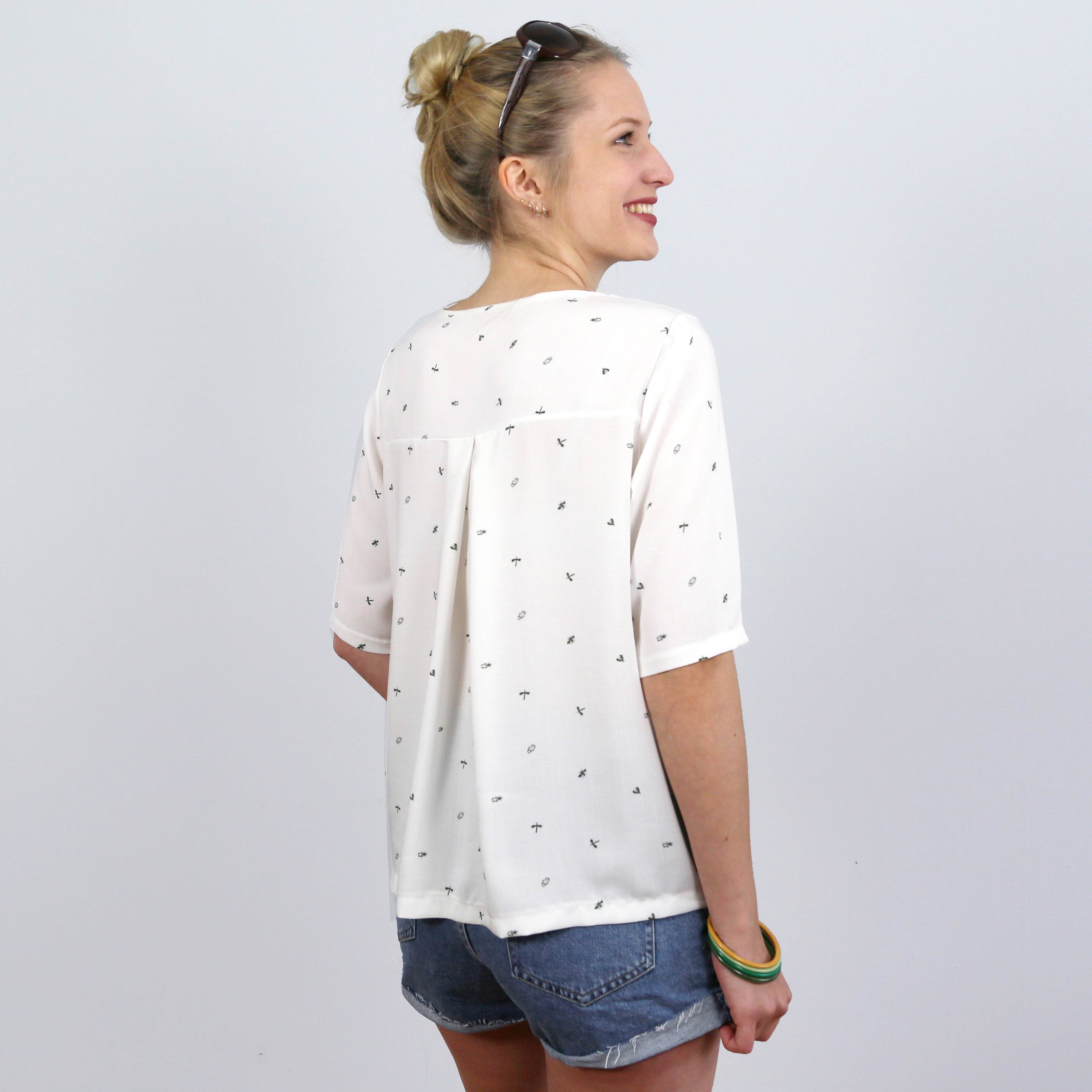 Kurzarmbluse FRAU YOKO | Schnittmuster Gr. XS-XXL : - Sewando