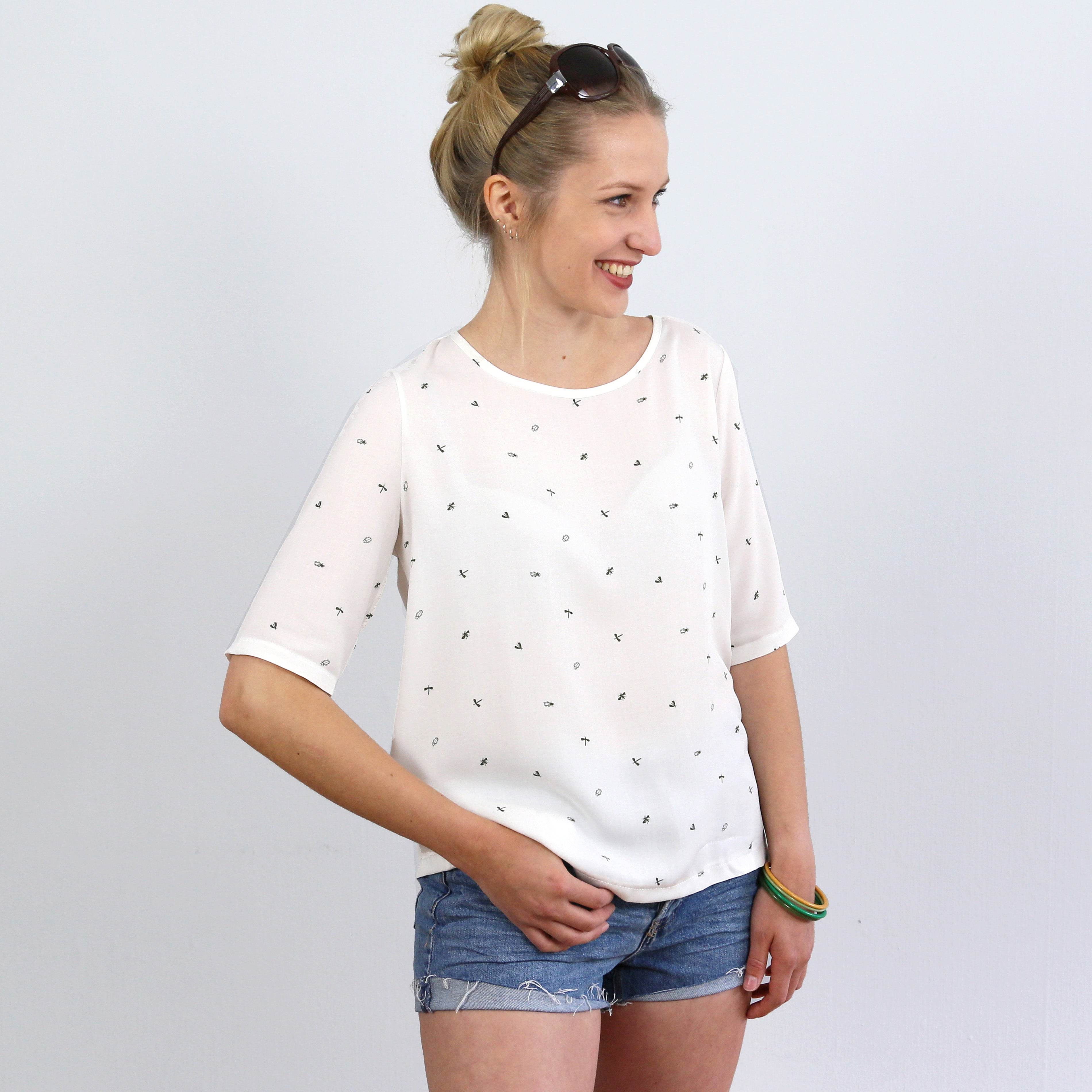 Kurzarmbluse FRAU YOKO | Schnittmuster Gr. XS-XXL : - Sewando