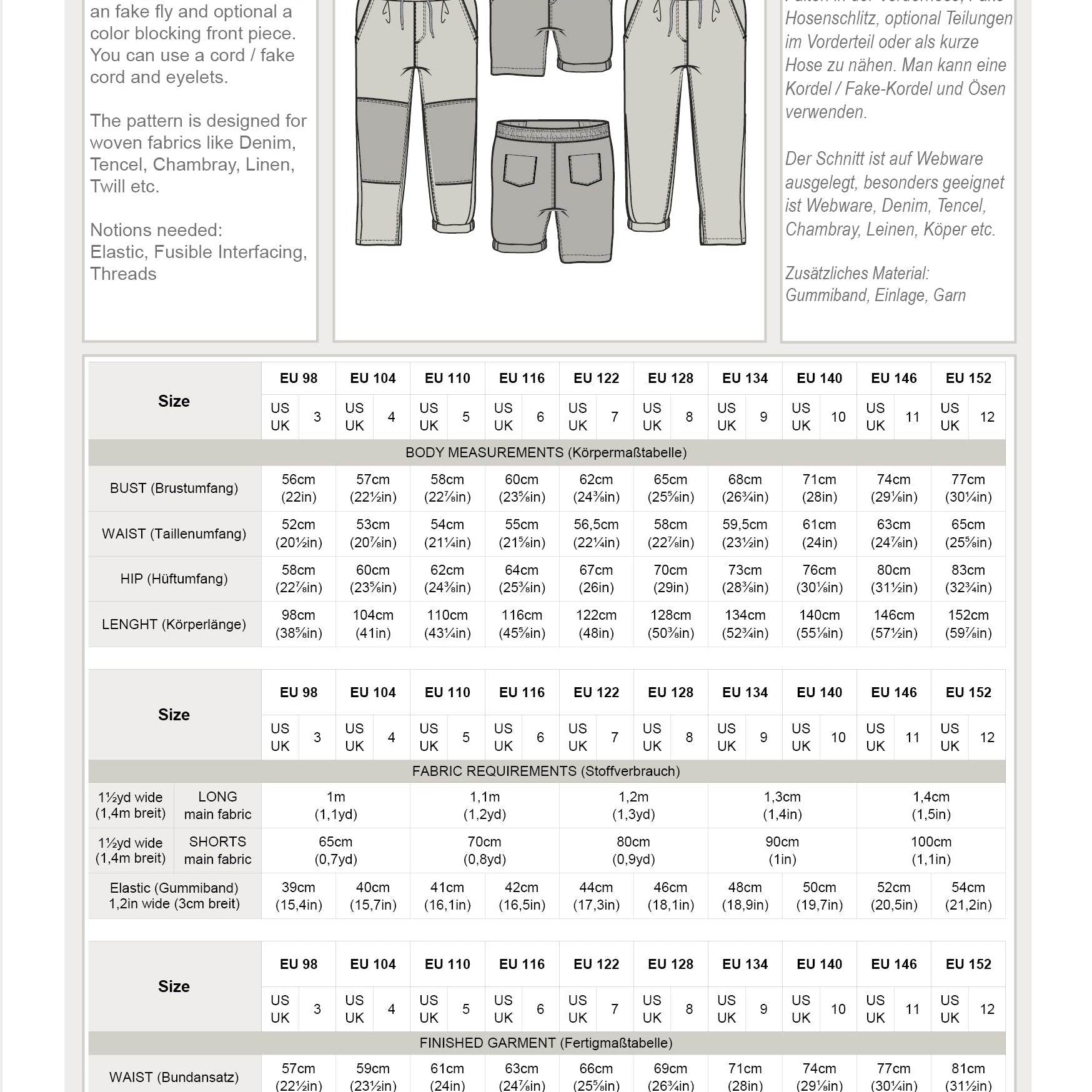 FYN.hose | Kinder | 98-152 | Schnitt : - Sewando