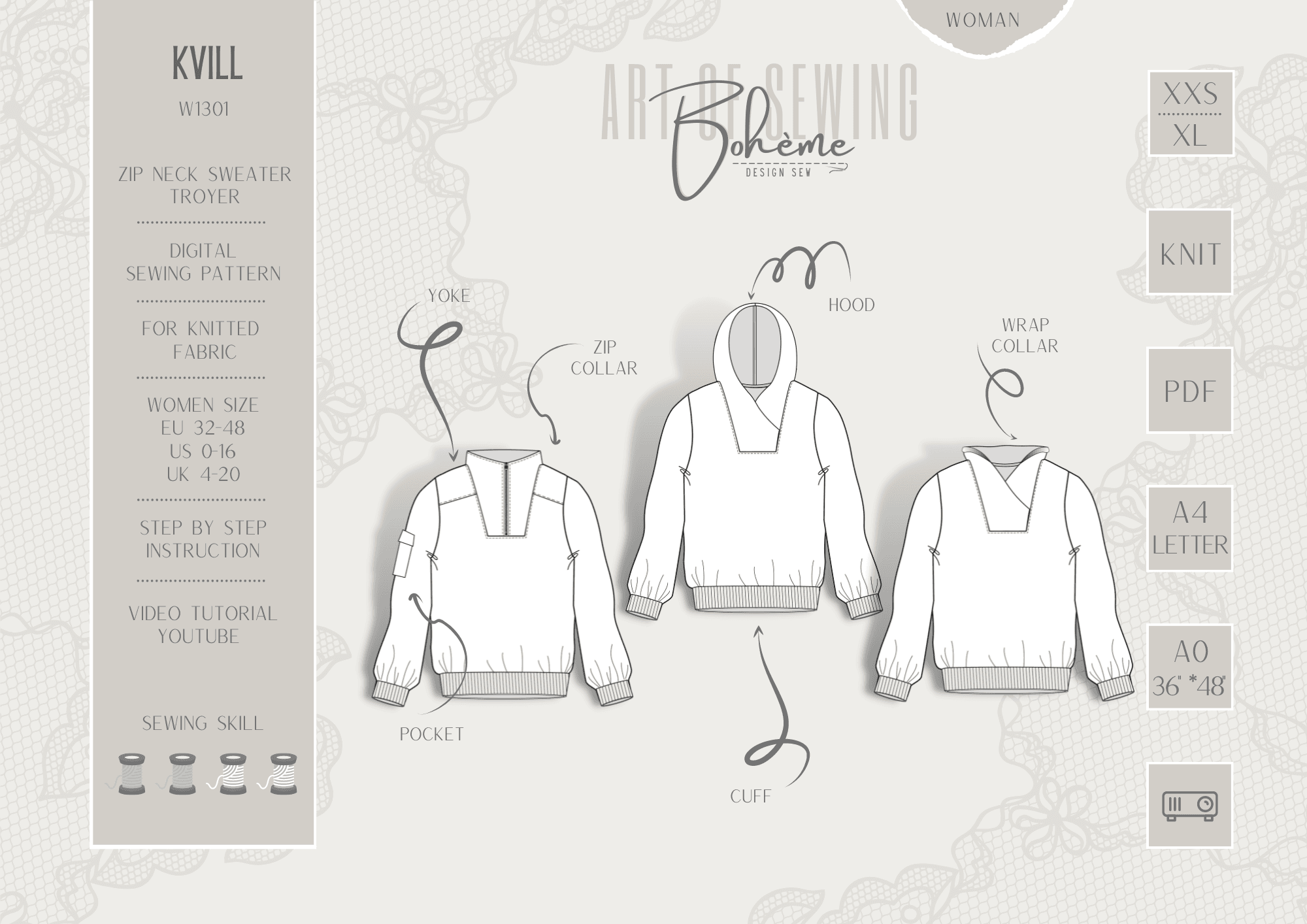 KVILL.troyer | Damen | 32-52 | Schnitt : - Sewando
