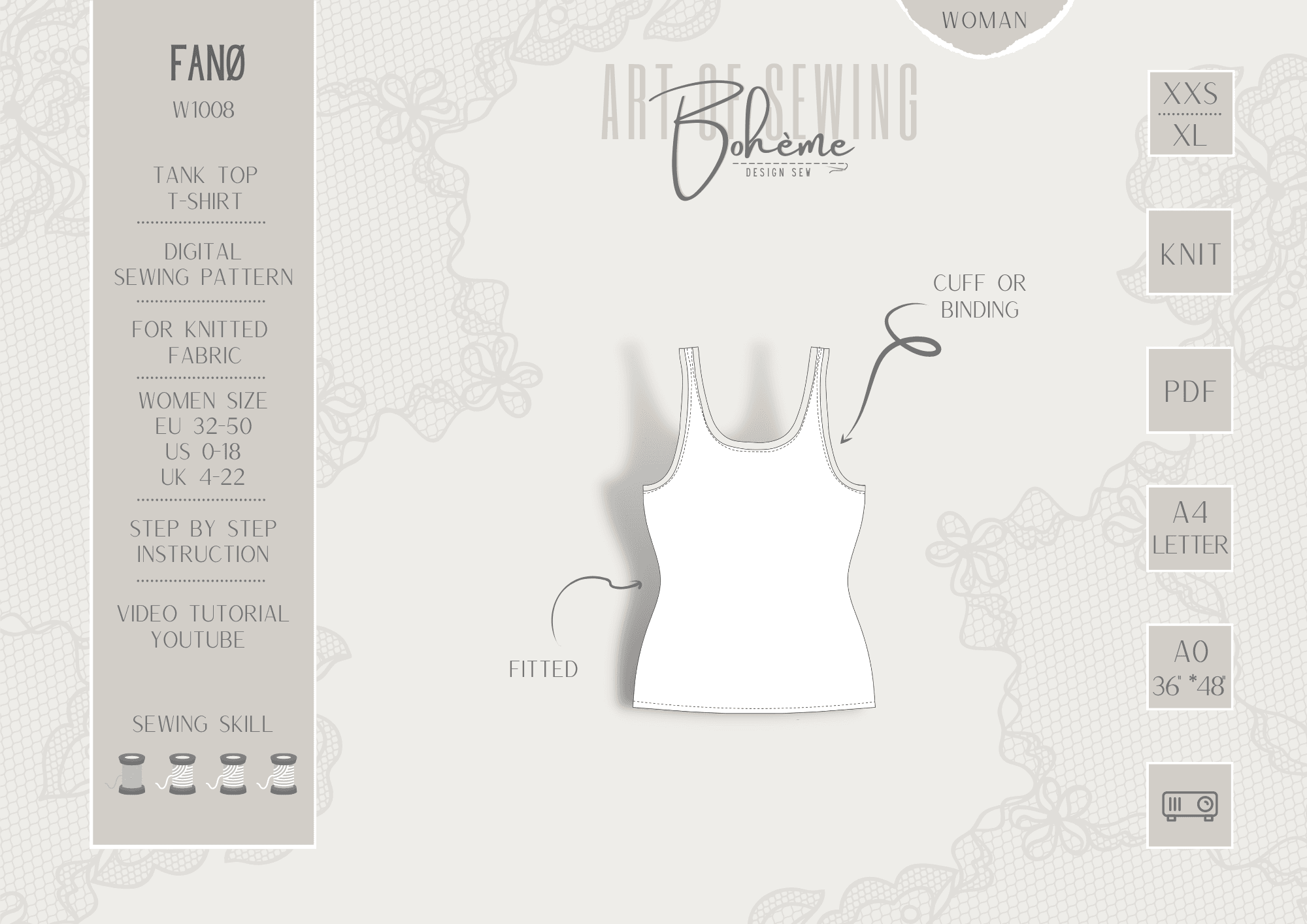 FANØ.tanktop | Damen | 32-50 | Freebook Schnitt : - Sewando
