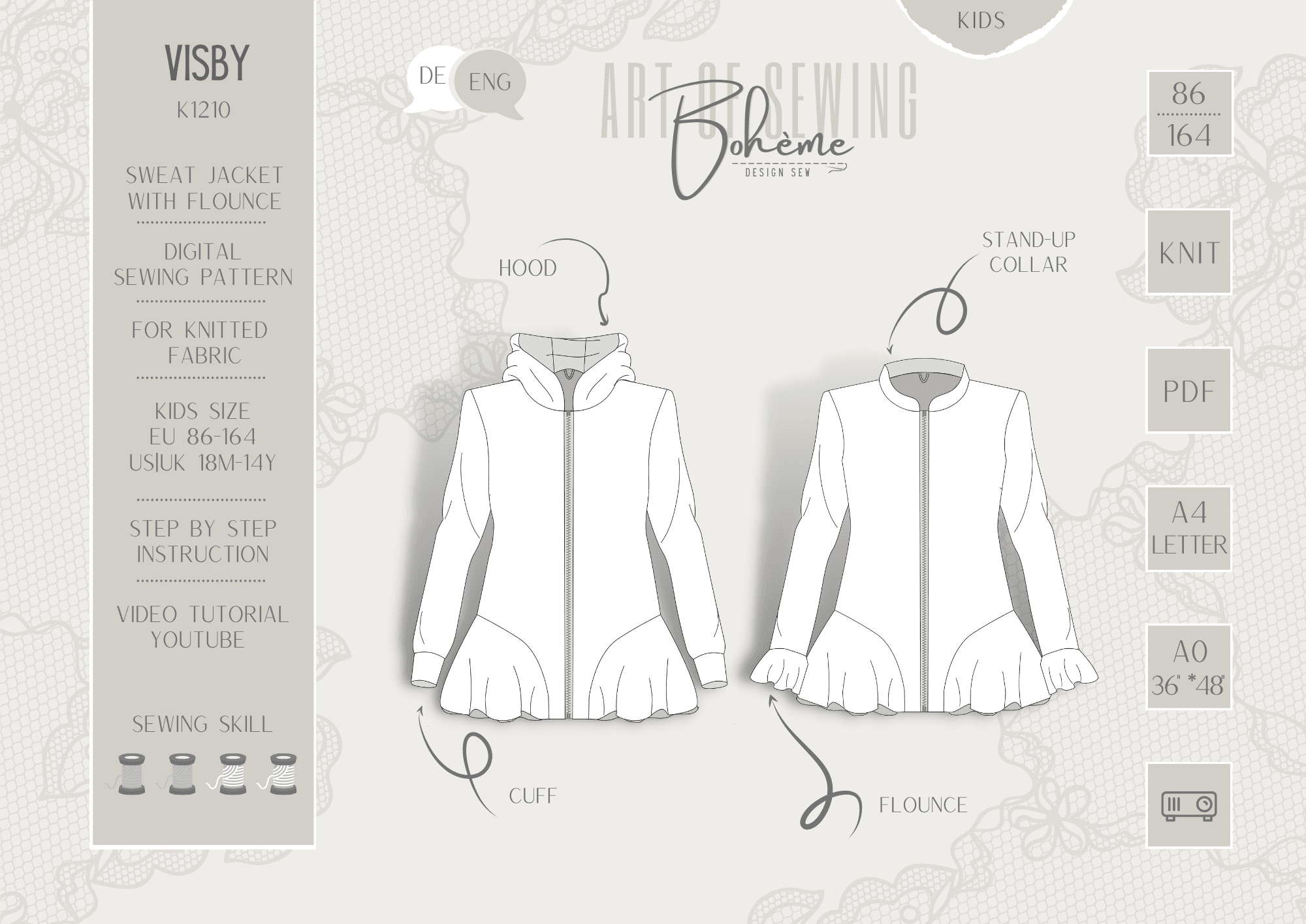 VISBY.sweatjacke | Kinder | 86-164 | Schnitt : - Sewando