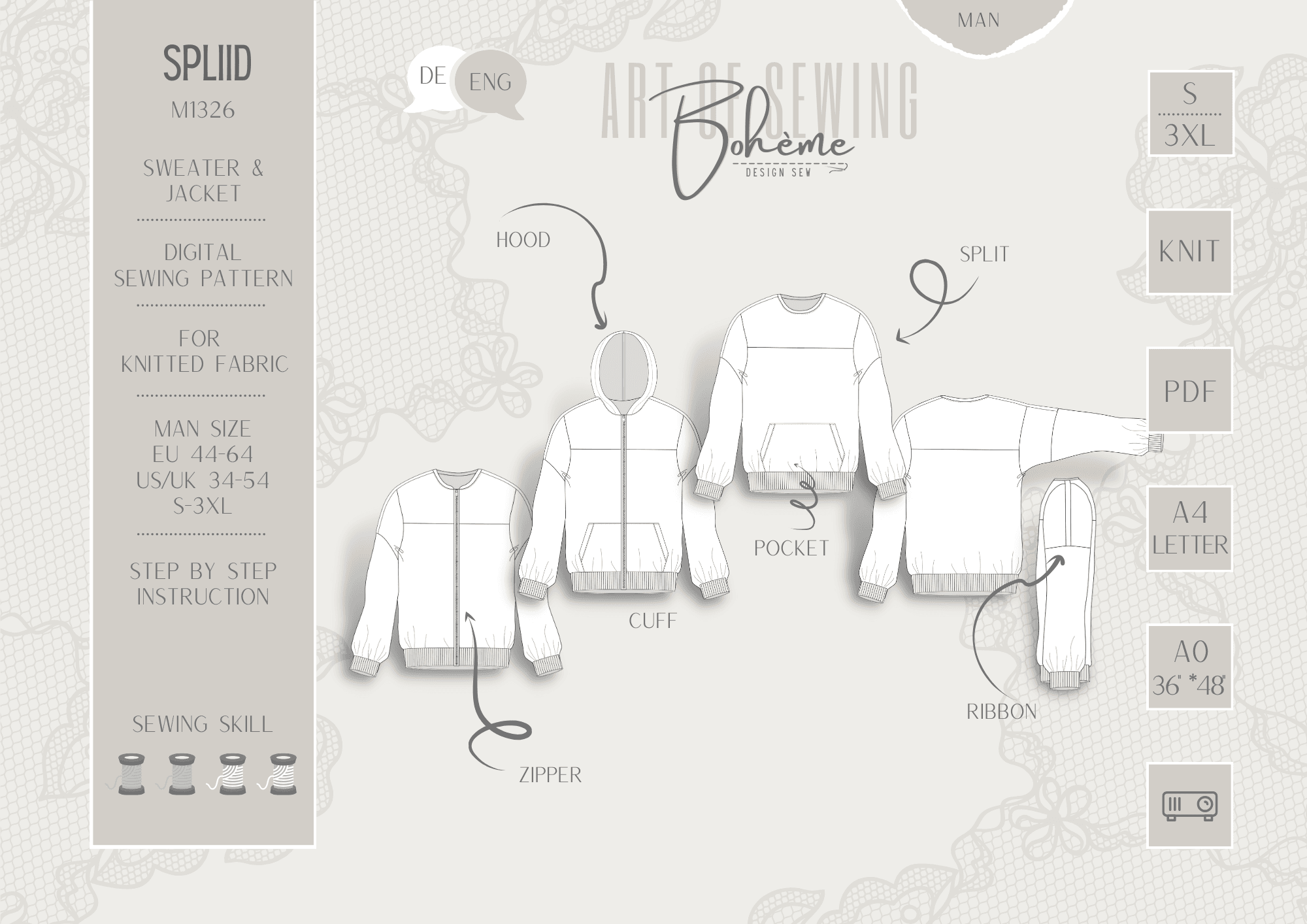 SPLIID.pullover | Herren | 44-64 Schnitt : - Sewando