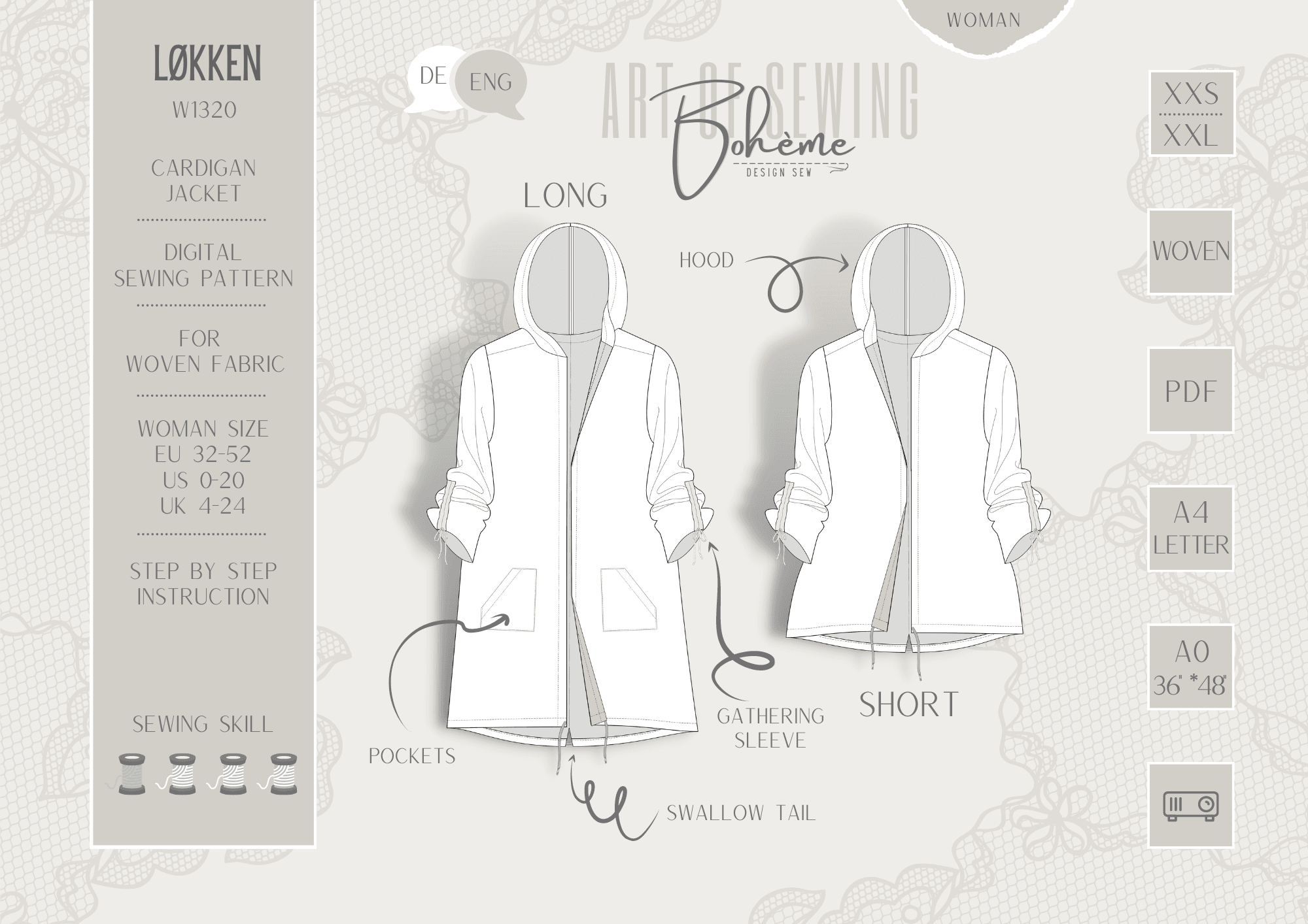 LØKKEN.jäckchen | Damen | 32-52 | Schnitt : - Sewando