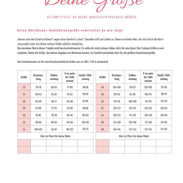 Schnittmuster #BasicSlipTrylogie Slip, Hipster, Panty Gr. 32-58 (3 Slipformen) - Sewando