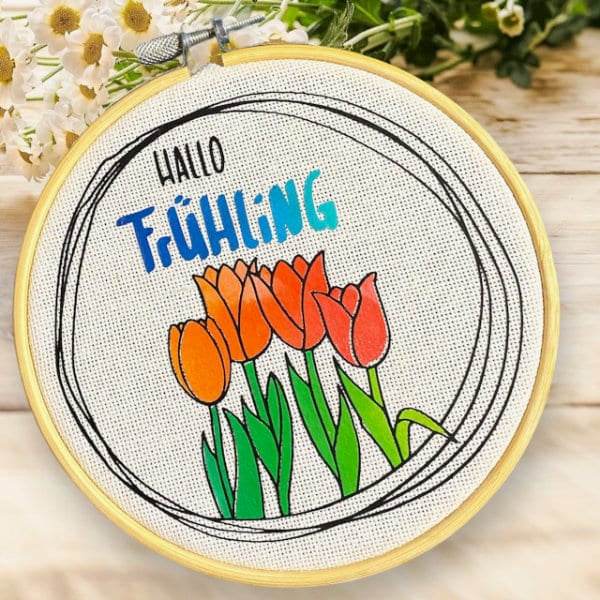 Hallo Frühling | SVG, DXF & PNG Plotterdatei, Laserdatei - Sewando