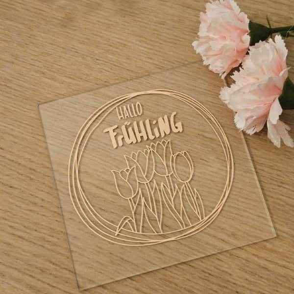 Hallo Frühling | SVG, DXF & PNG Plotterdatei, Laserdatei - Sewando