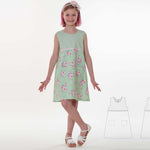 Girls Sleeveless Dress Pattern Summer Pinafore Design Easy Sewing Project Kids Clothing Pattern PDF Download Digital Blueprint Cotton Dress Instructions Pocket Detail Ribbon Accent Casual Style Youth Fashion Simple Construction Guide