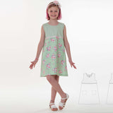 Girls Sleeveless Dress Pattern Summer Pinafore Design Easy Sewing Project Kids Clothing Pattern PDF Download Digital Blueprint Cotton Dress Instructions Pocket Detail Ribbon Accent Casual Style Youth Fashion Simple Construction Guide