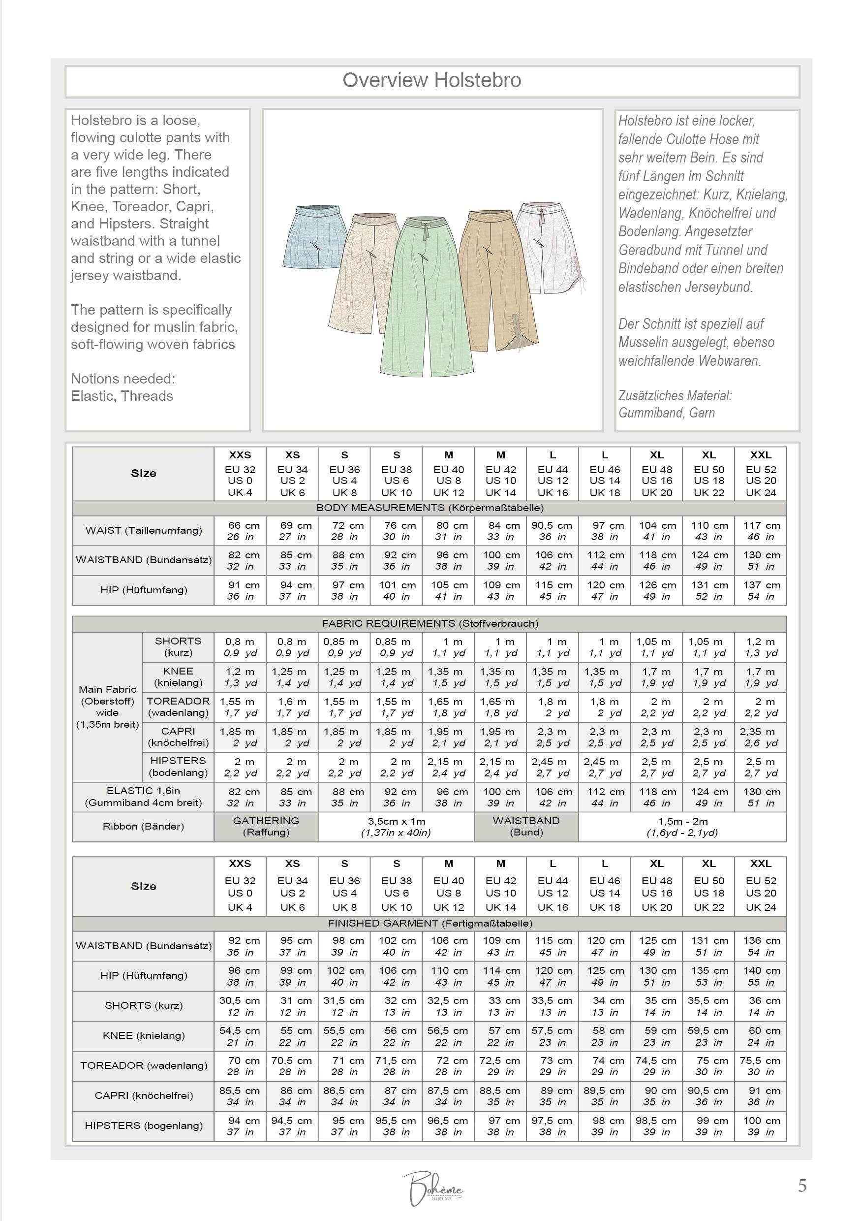 HOLSTEBRO.culotte | Damen | 32-52 | Schnitt : - Sewando