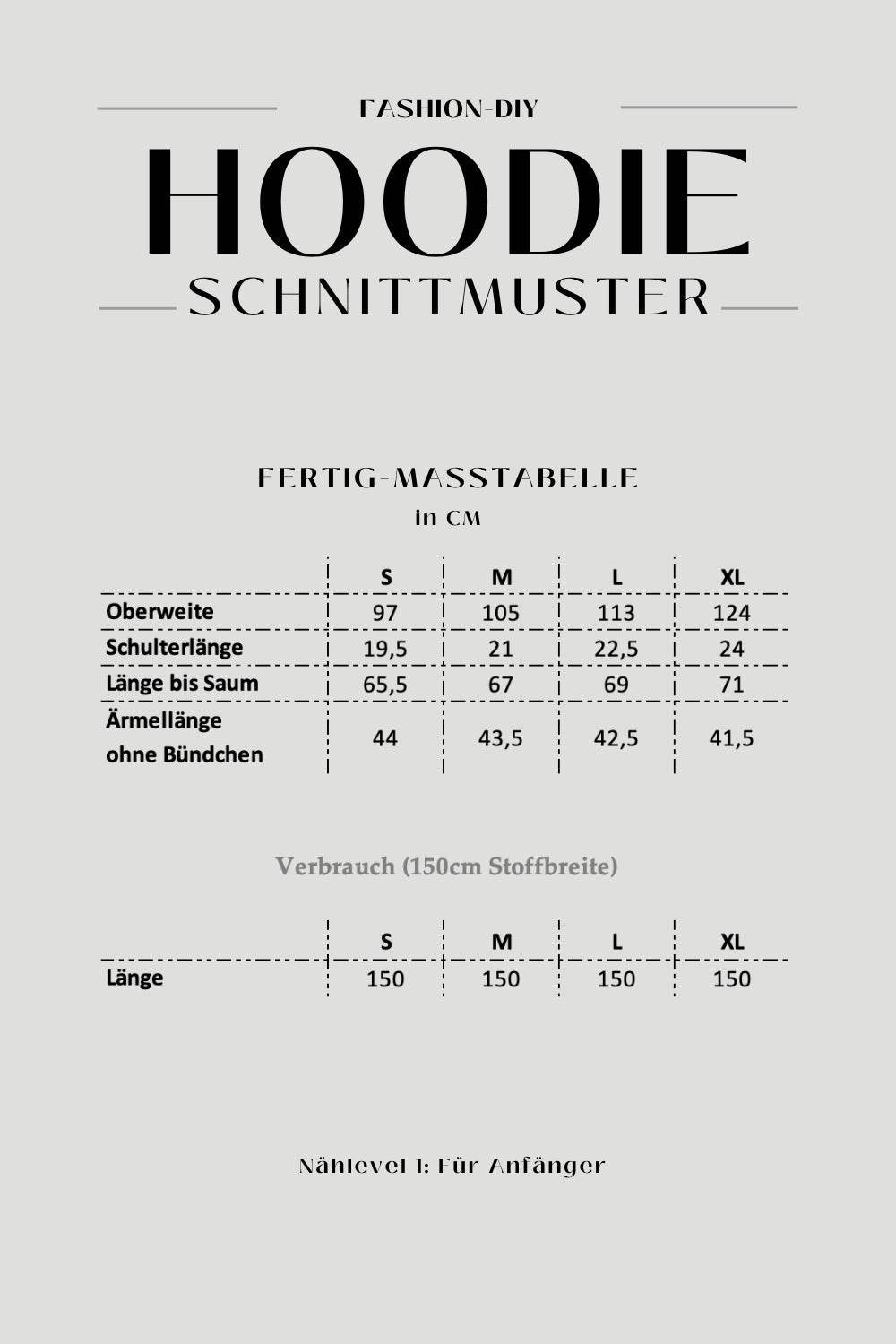 E-Book und Schnittmuster | Hoodie S-XL - Sewando