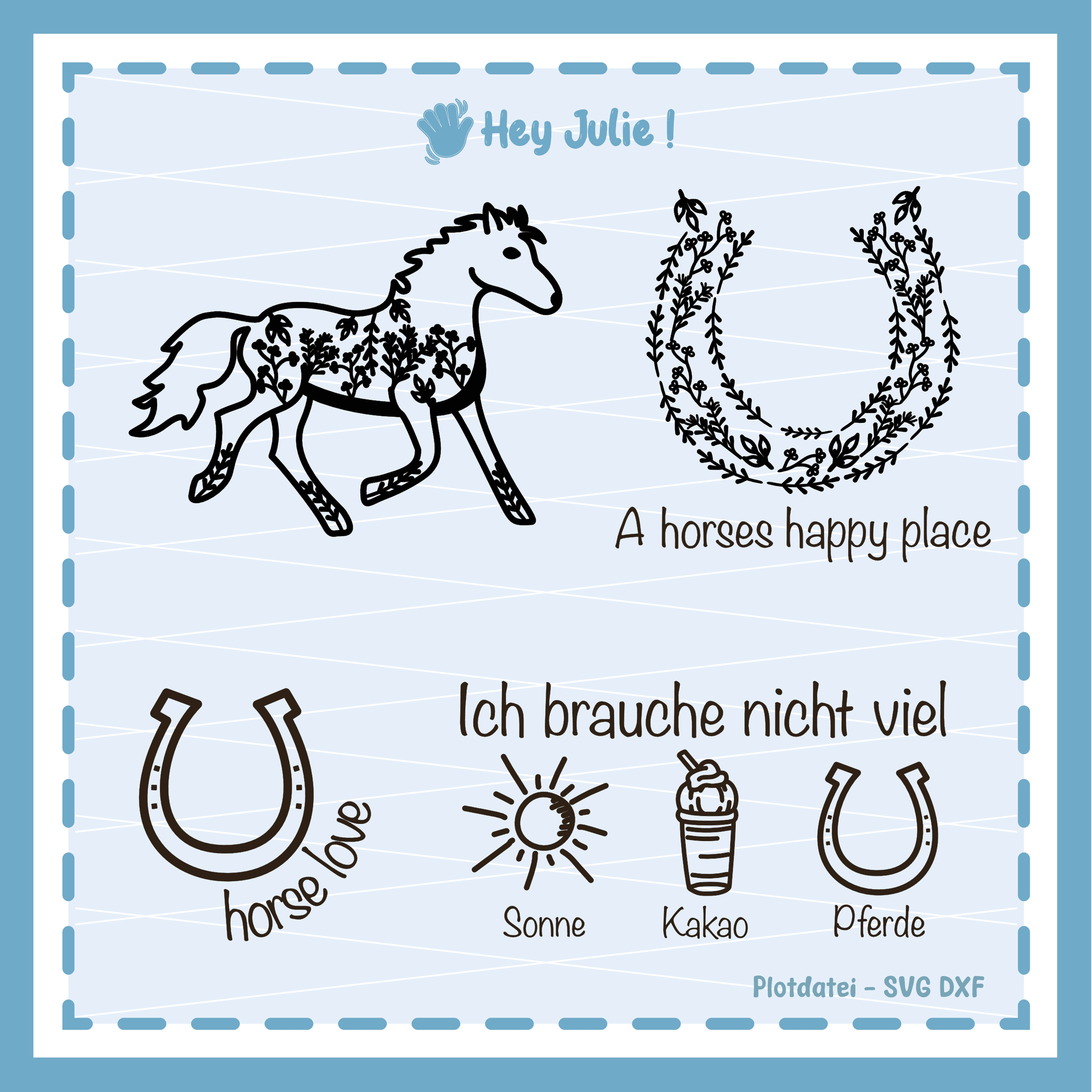 Plotterdatei Laserdatei Horse Love - Sewando