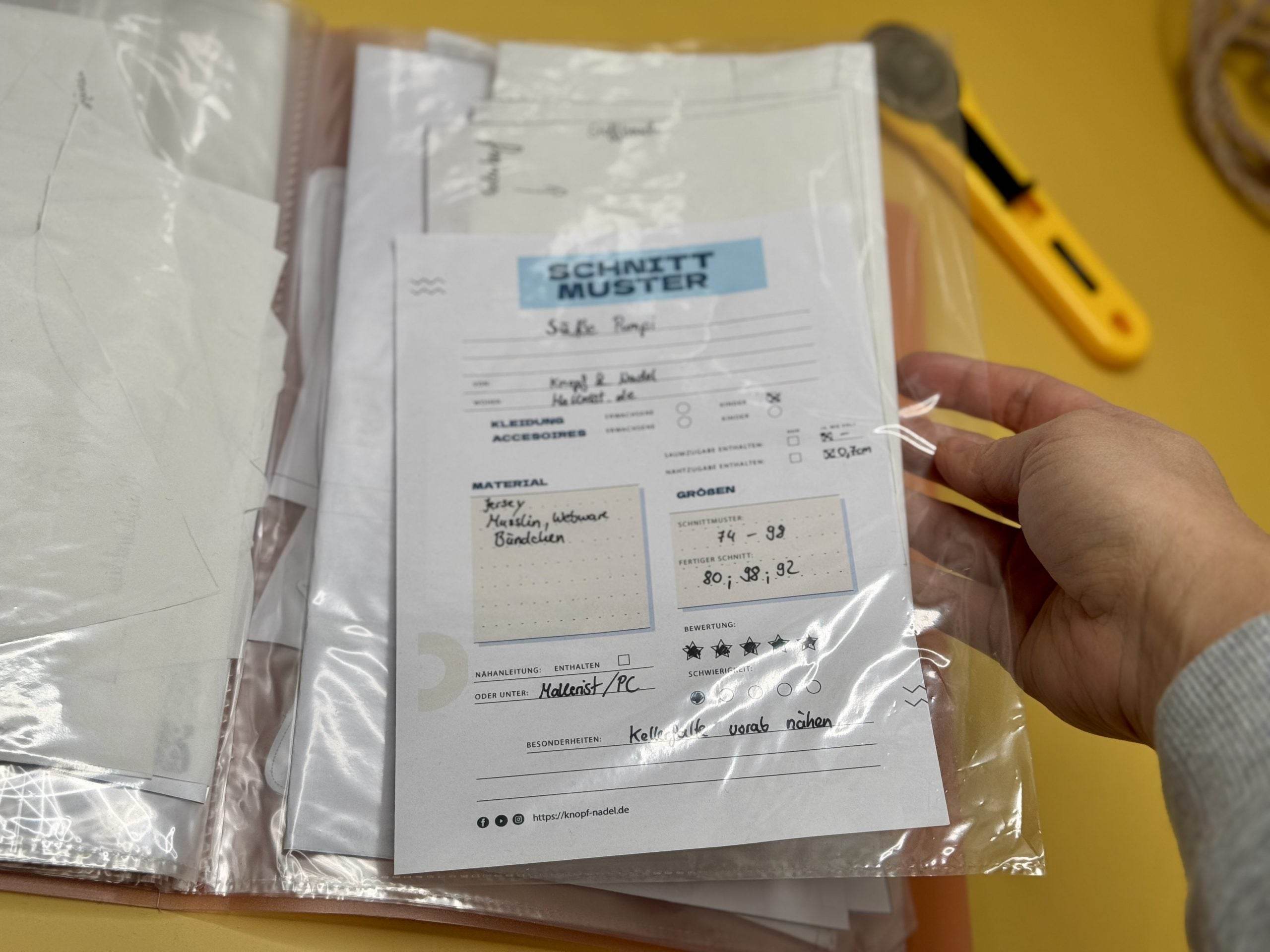 Schnittmuster Deckblatt für Papierschnittmuste, Ordnungshelfer zum Drucken - Sewando