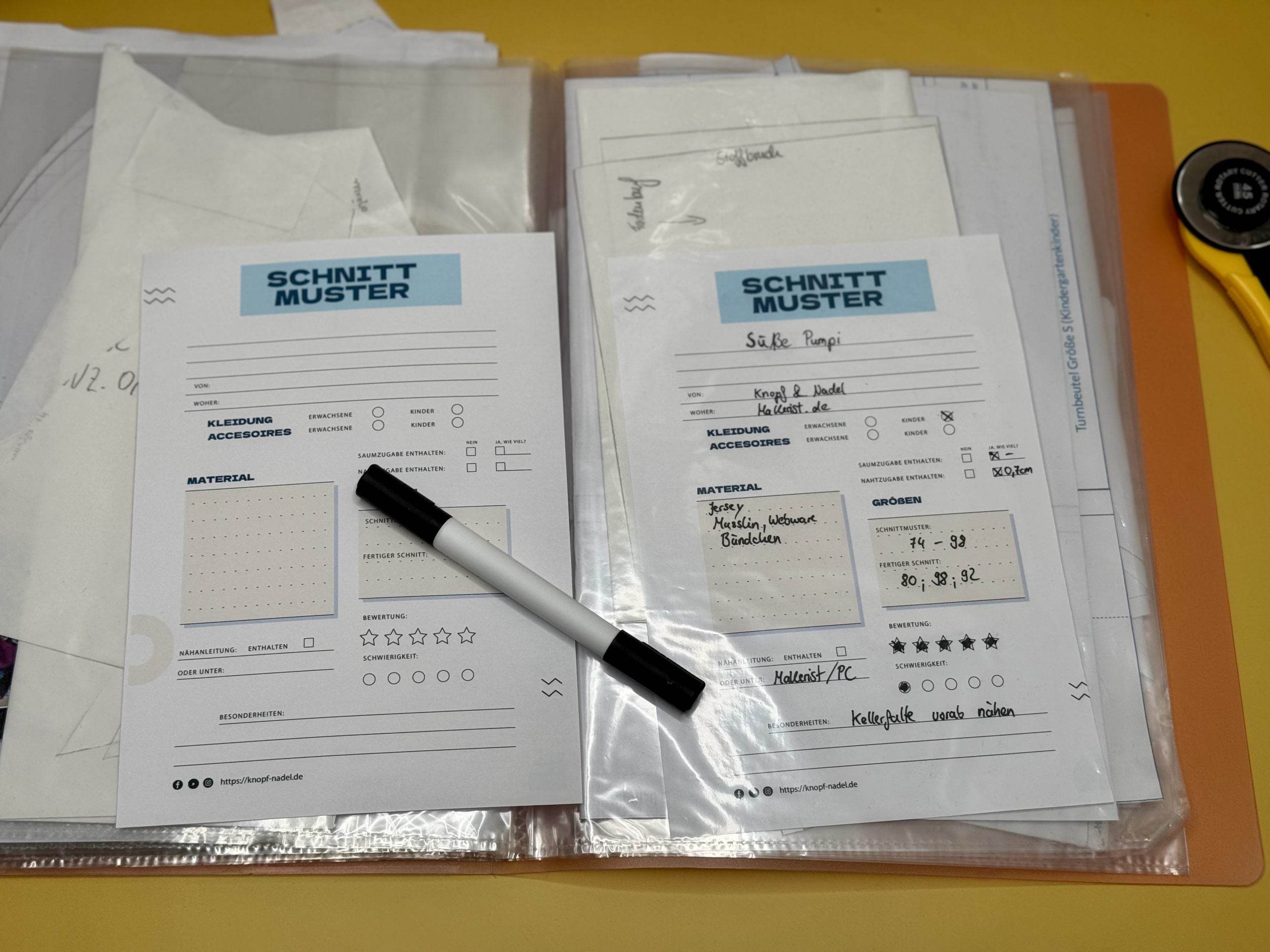 Schnittmuster Deckblatt für Papierschnittmuste, Ordnungshelfer zum Drucken - Sewando