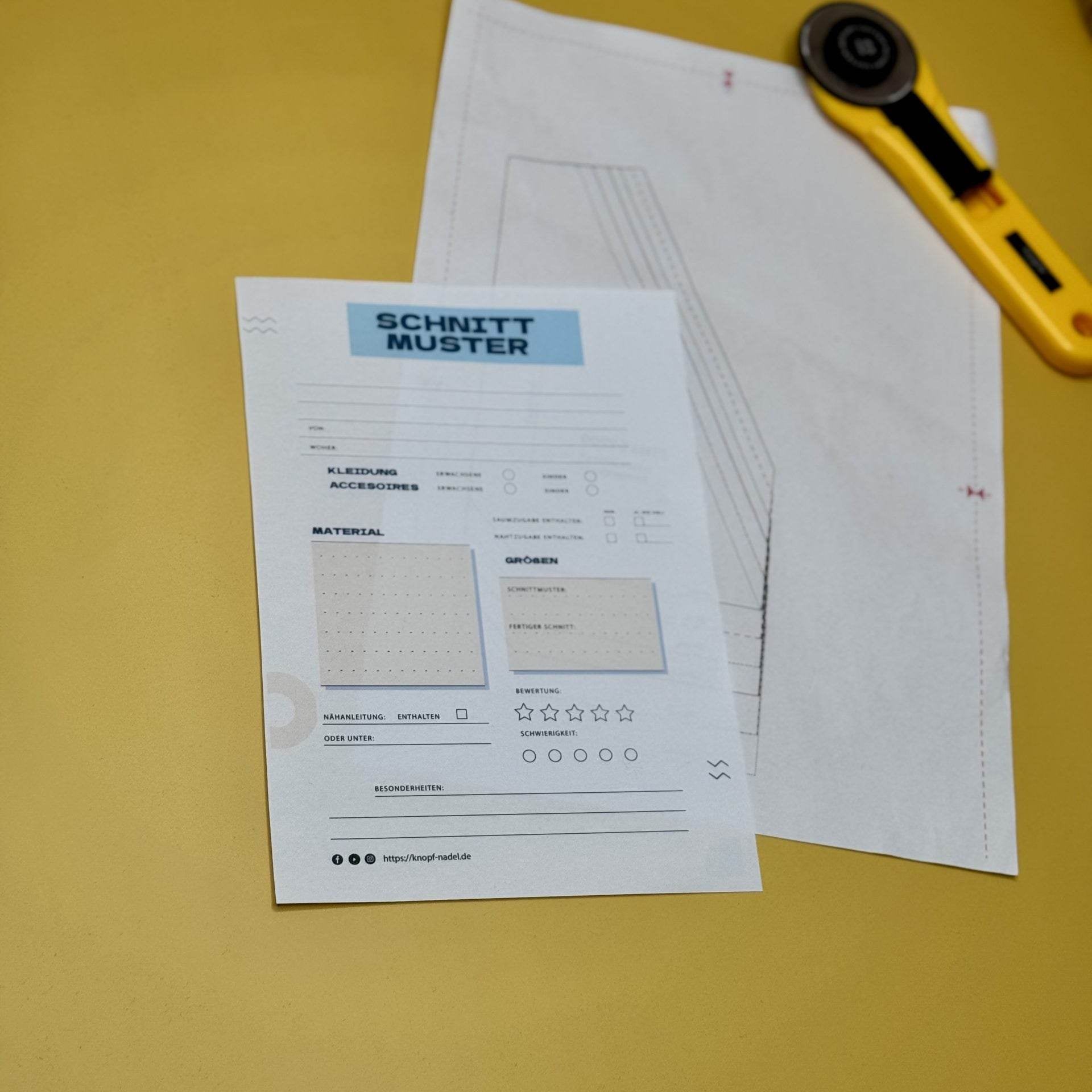 Schnittmuster Deckblatt für Papierschnittmuste, Ordnungshelfer zum Drucken - Sewando