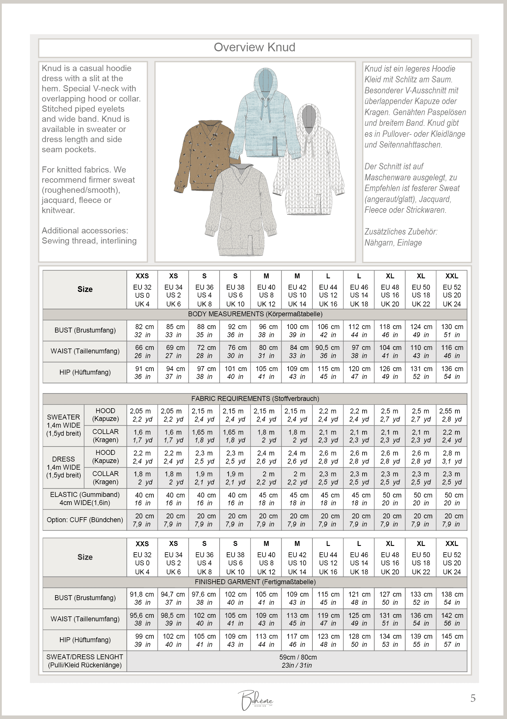KNUD.hoodiekleid | Damen | 32-52 | Schnitt : - Sewando
