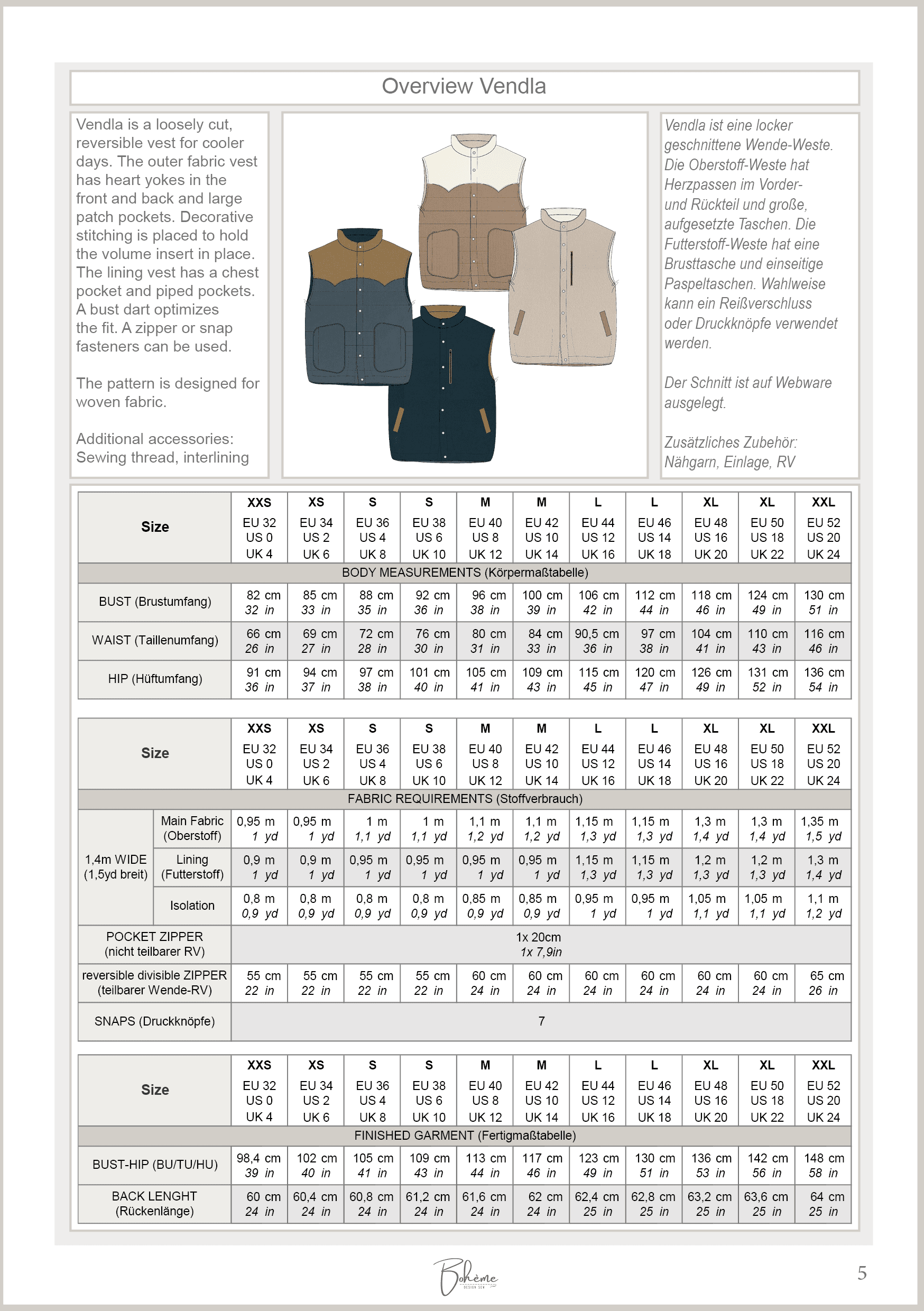 VENDLA.wendeweste | Damen | 32-52 | Schnitt : - Sewando